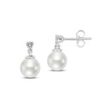 White Gold Pearl Drop Earrings