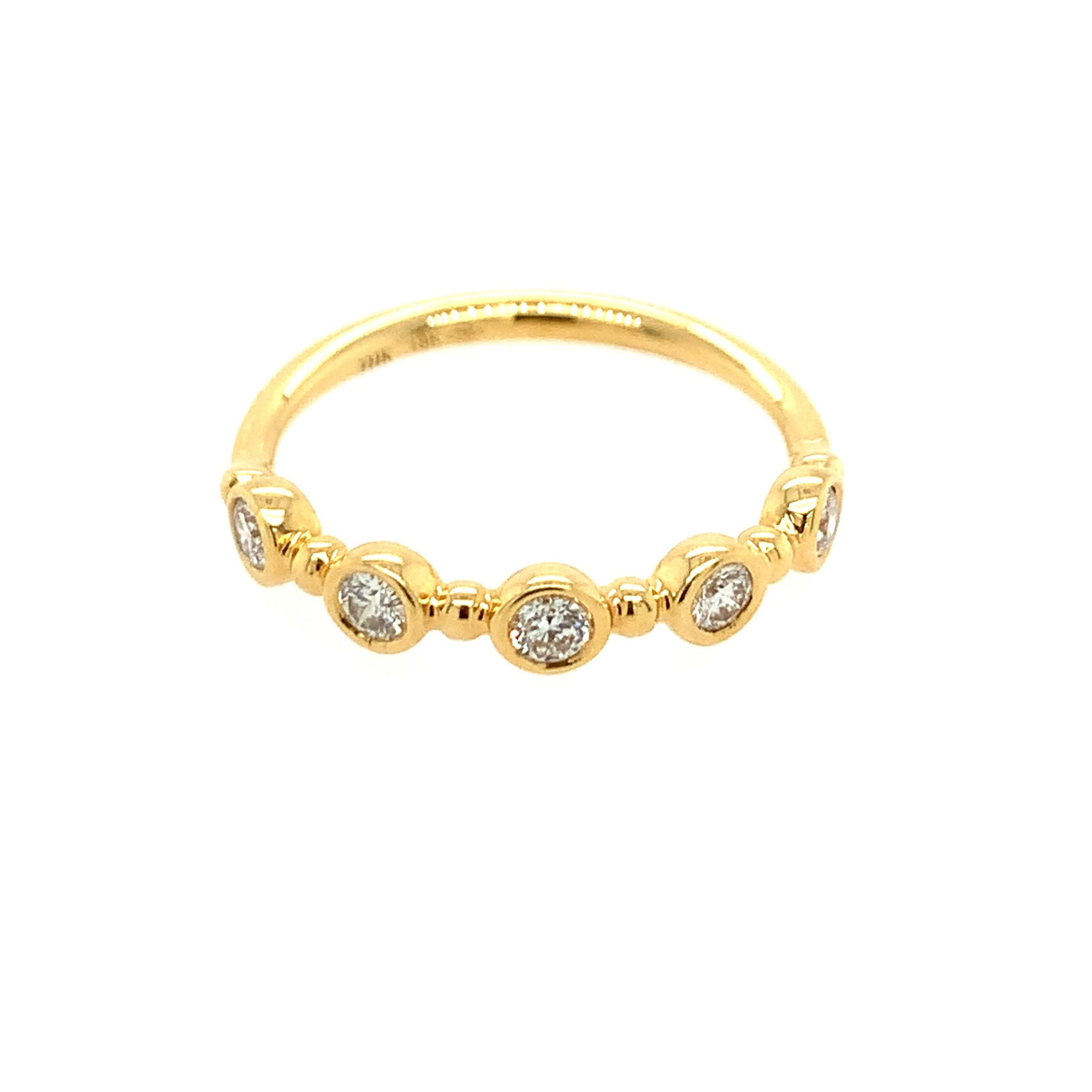 Yellow Gold Bezel-Set Diamond Stackable