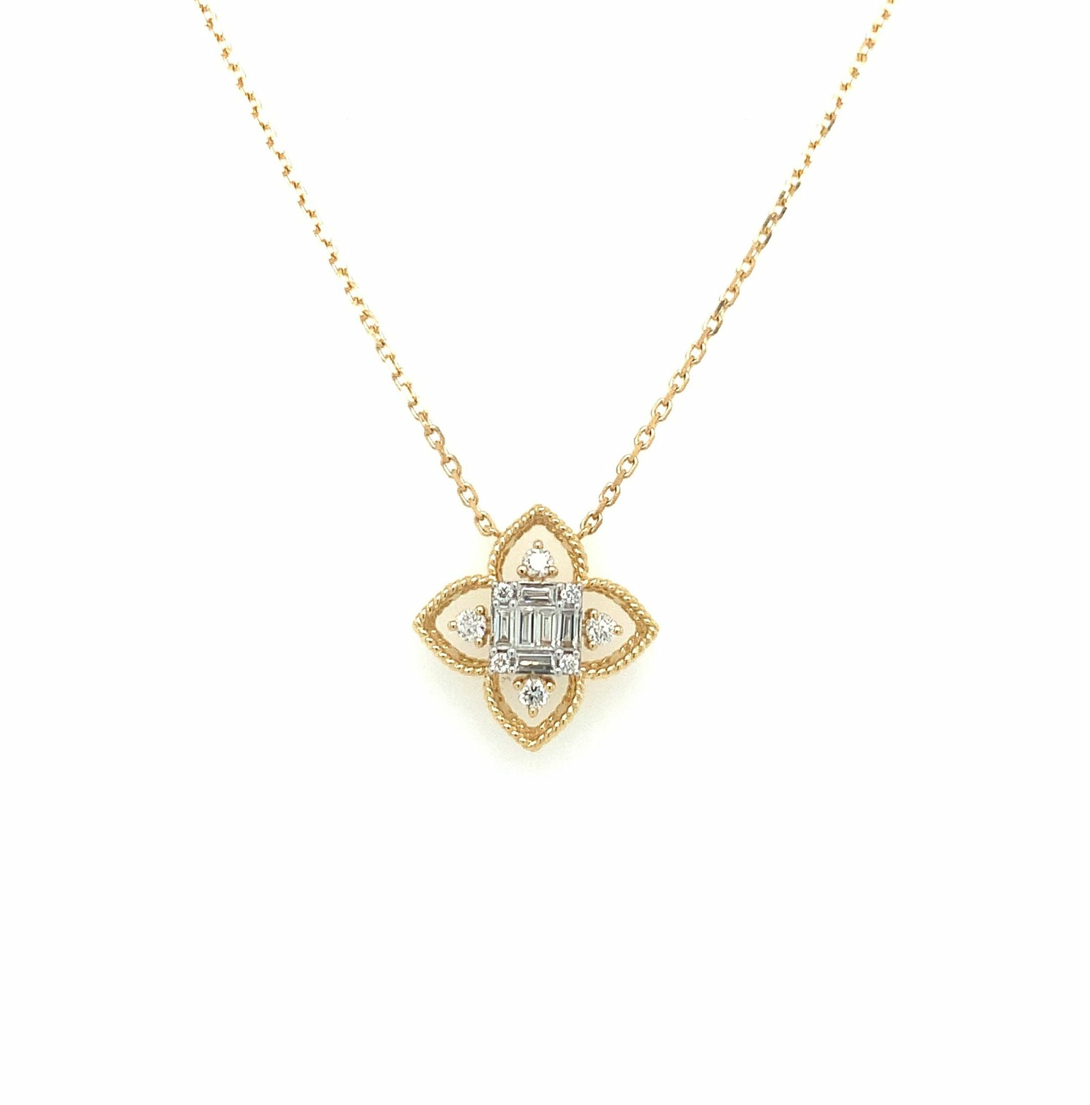 Yellow Gold Quatrefoil Pendant Necklace