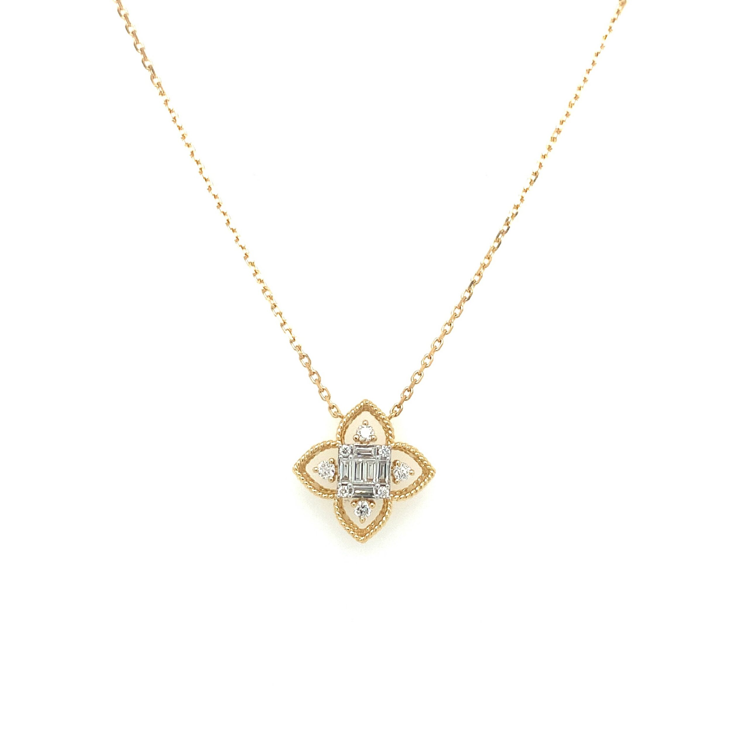 Yellow Gold Quatrefoil Pendant Necklace