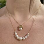 Yellow Gold Freshwater Pearl Link Necklace