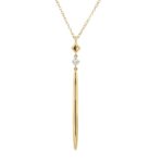 Yellow Gold Diamond Drop Bar Pendant Necklace
