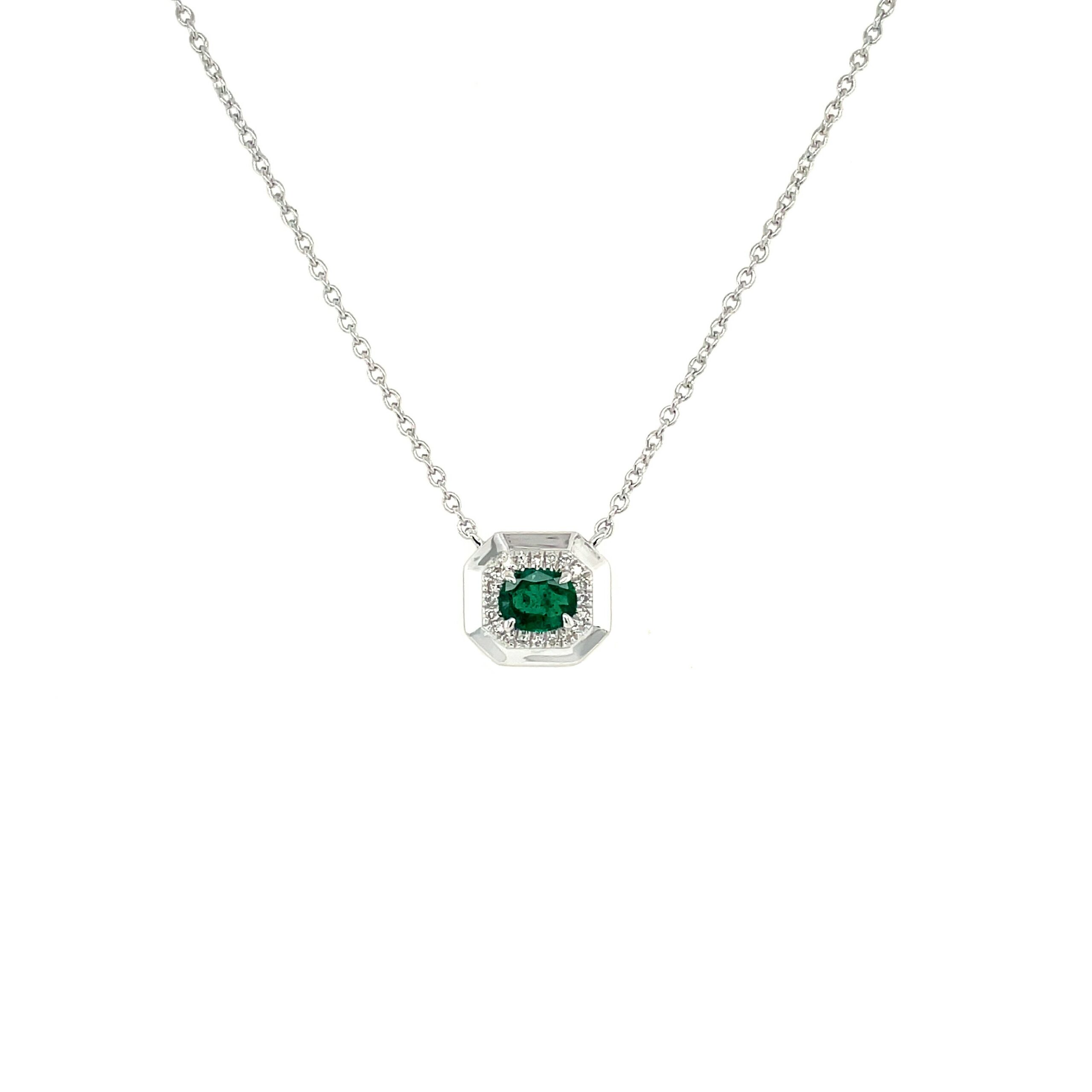 Sterling Silver Emerald Necklace