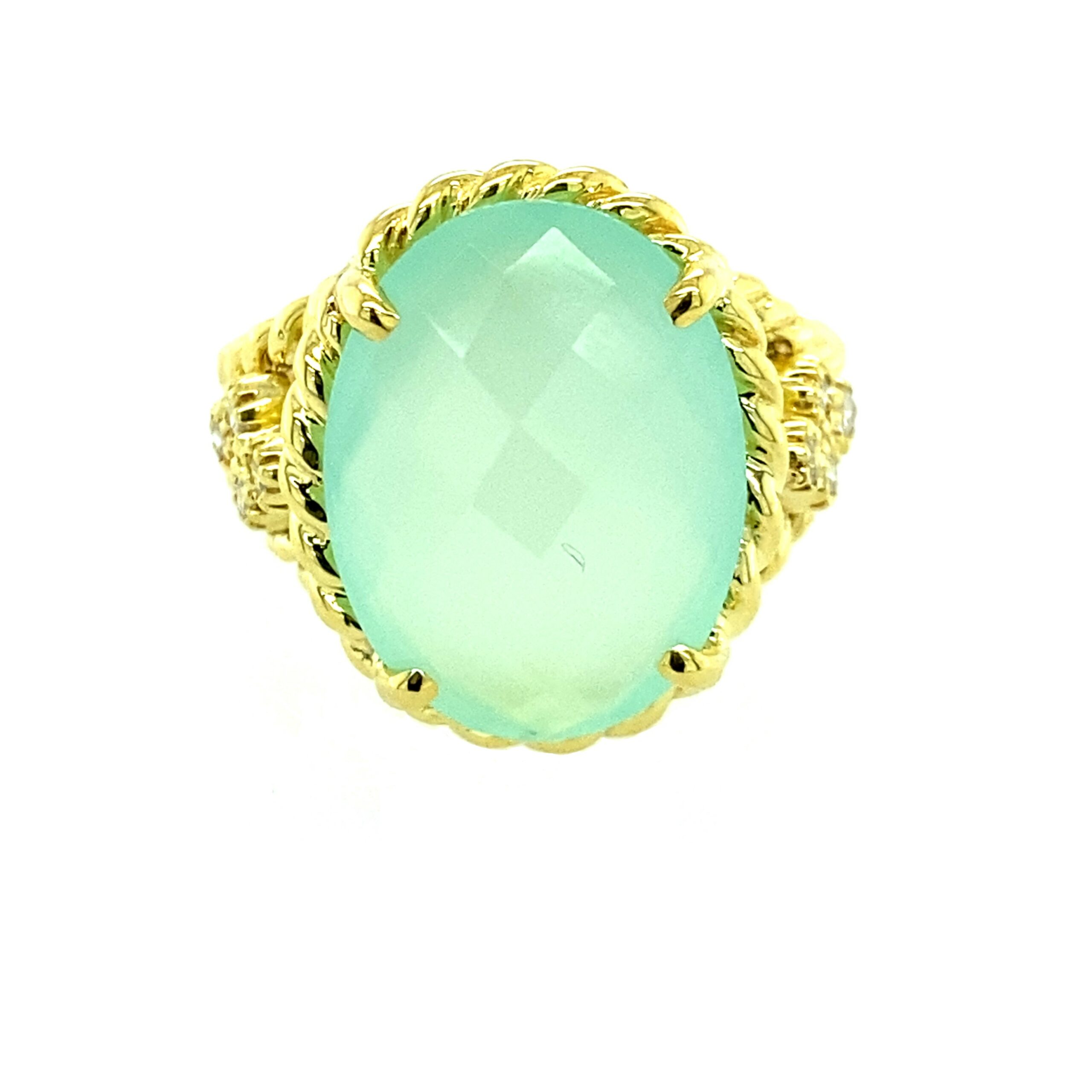 Yellow Gold Braided Chalcedoney Ring