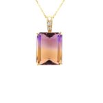 Estate: Yellow Gold Emerald-Cut Ametrine Pendant Necklace