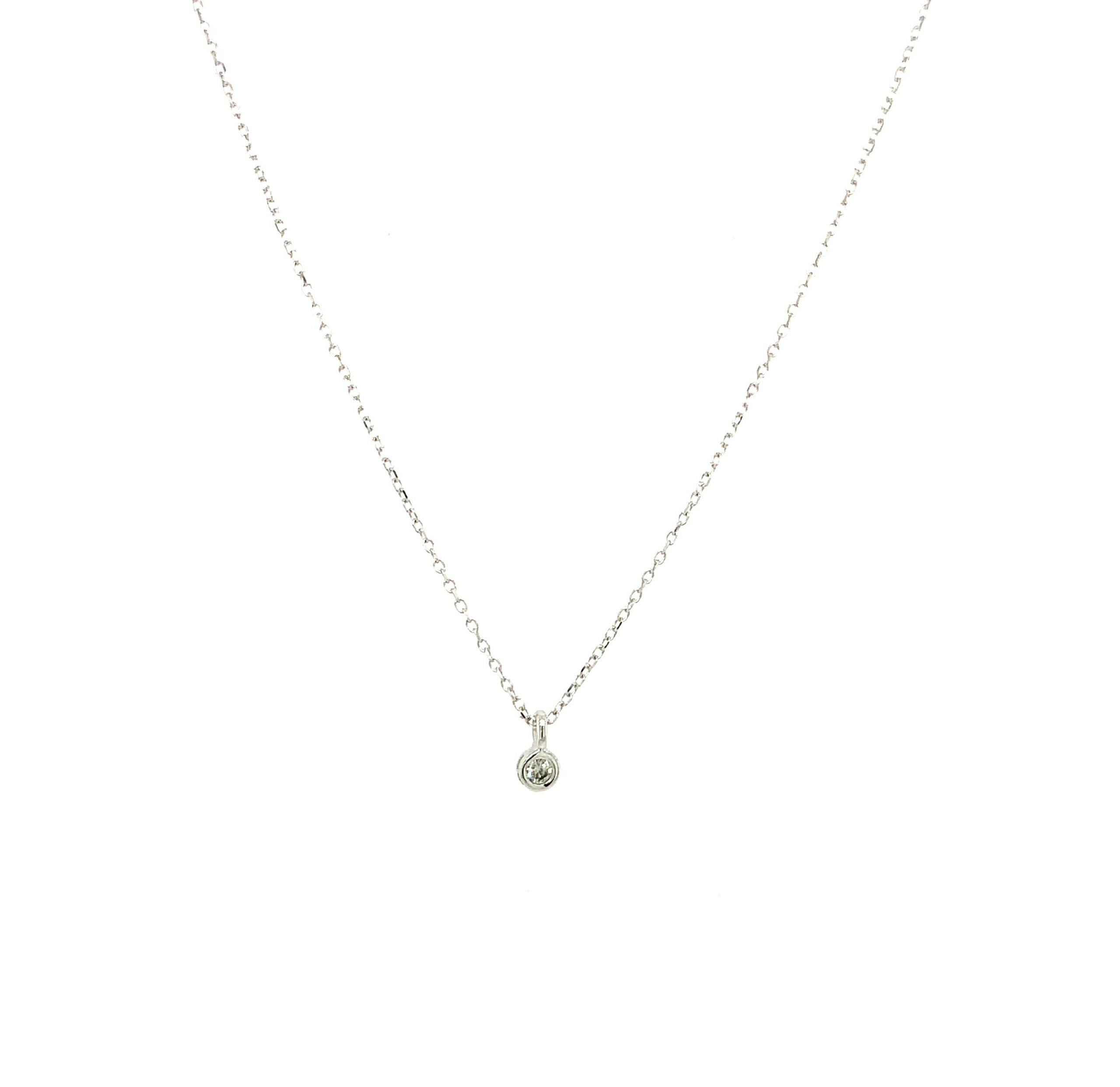 White Gold Bezel-Set Diamond Necklace