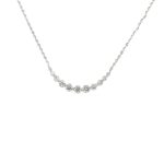 White Gold Diamond Curved Bar Necklace