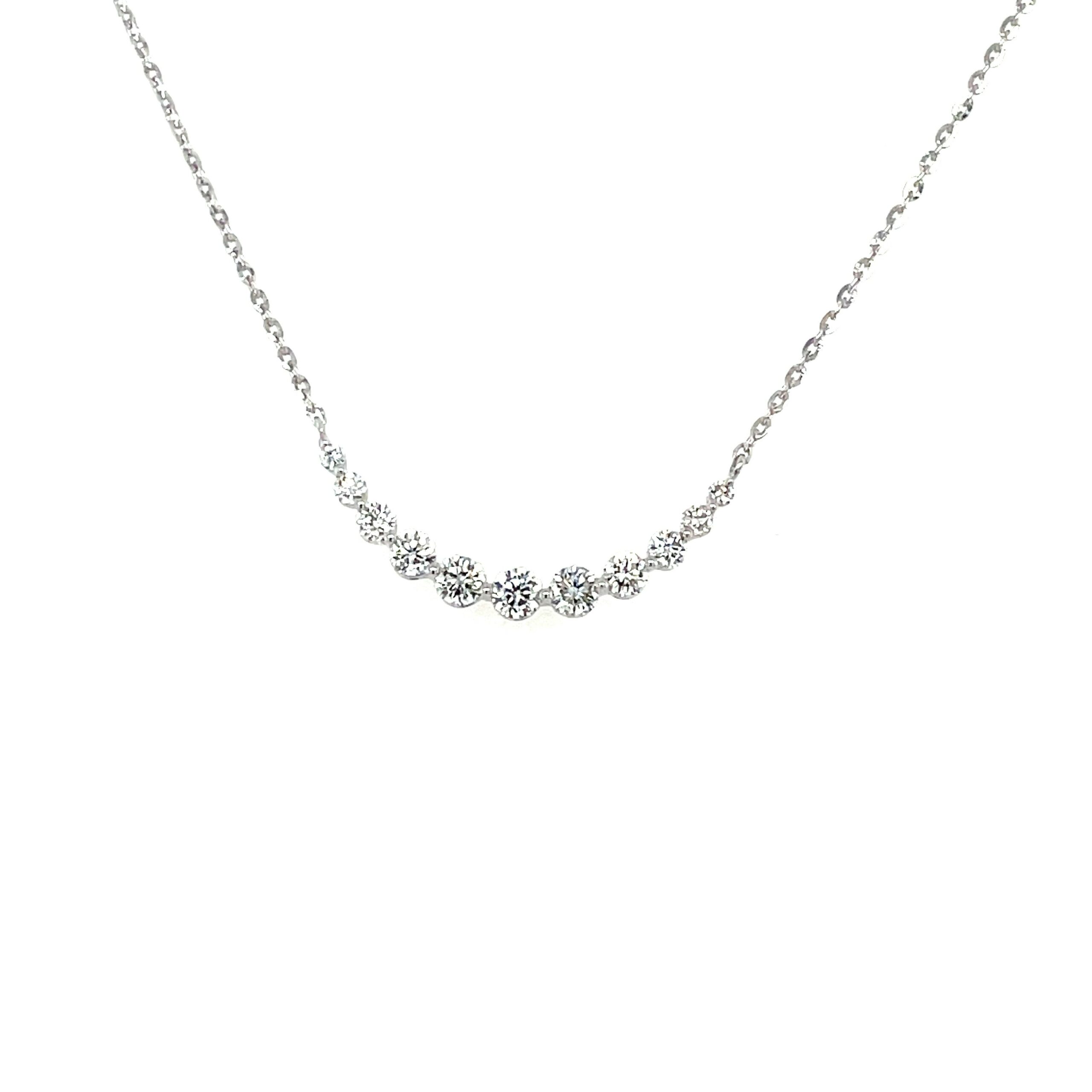 White Gold Diamond Curved Bar Necklace