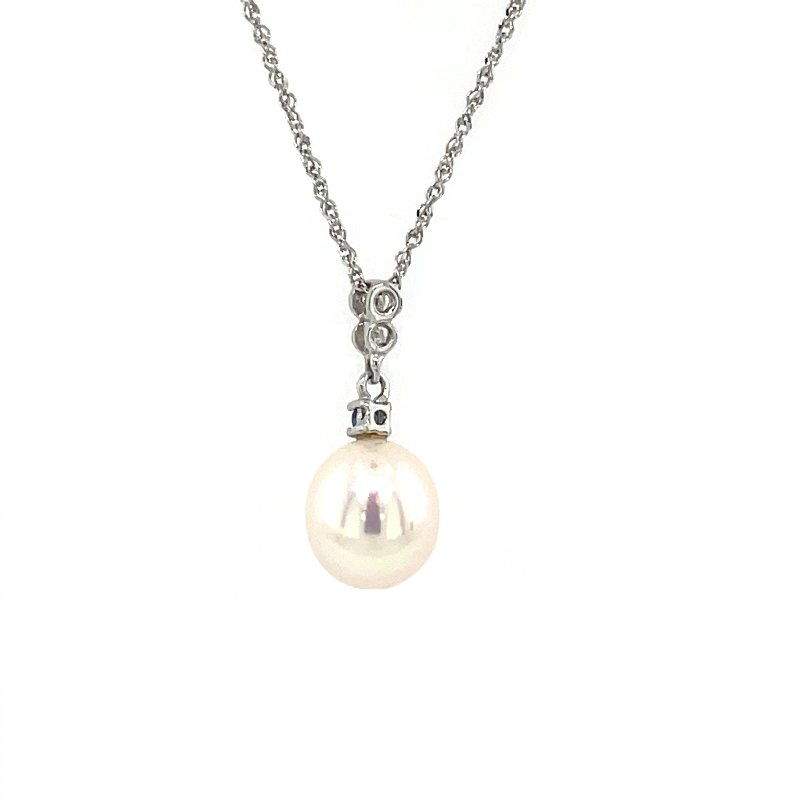 White Gold Rosy Pearl Pendant Necklace