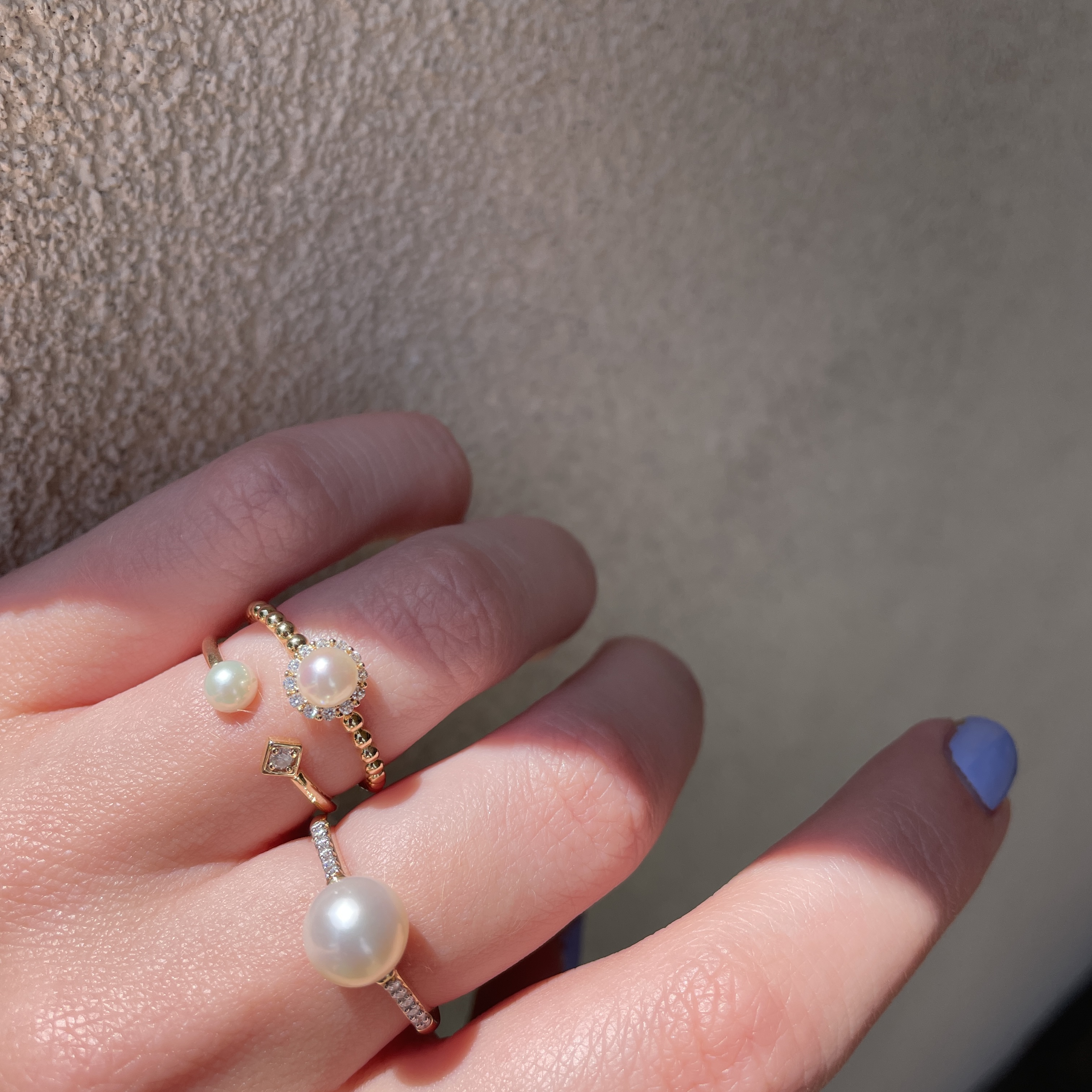 Yellow Gold Halo Pearl Ring