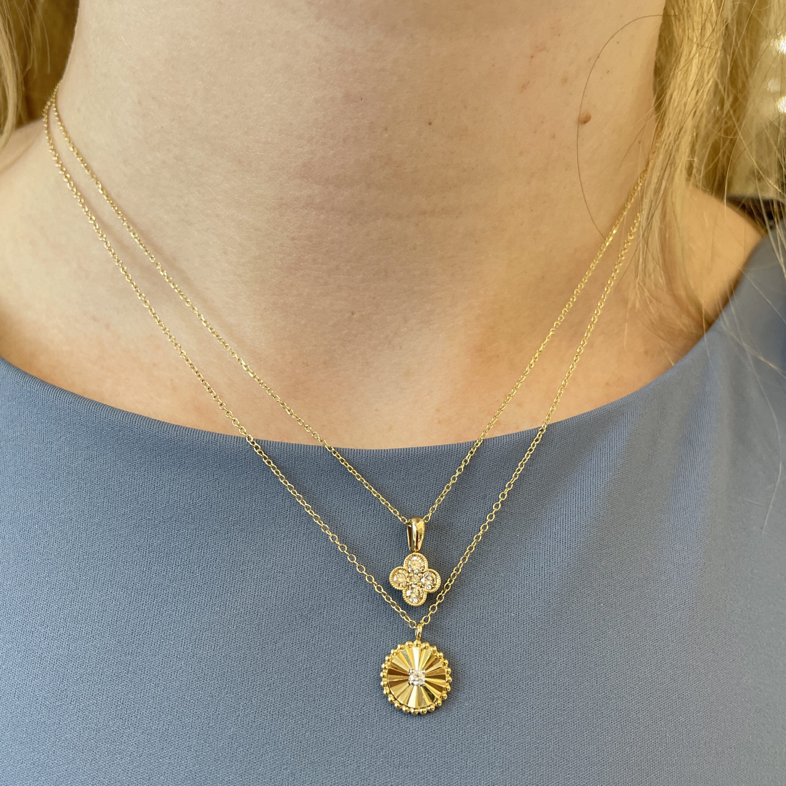 Yellow Gold Bujukan Diamond Pendant Necklace