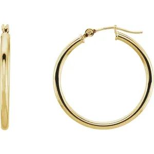 Yellow Gold Polished Hoops 2mm, 25mm