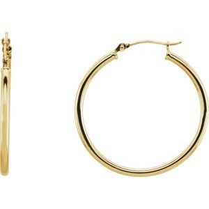 Yellow Gold Polished Hoops 2mm, 30mm