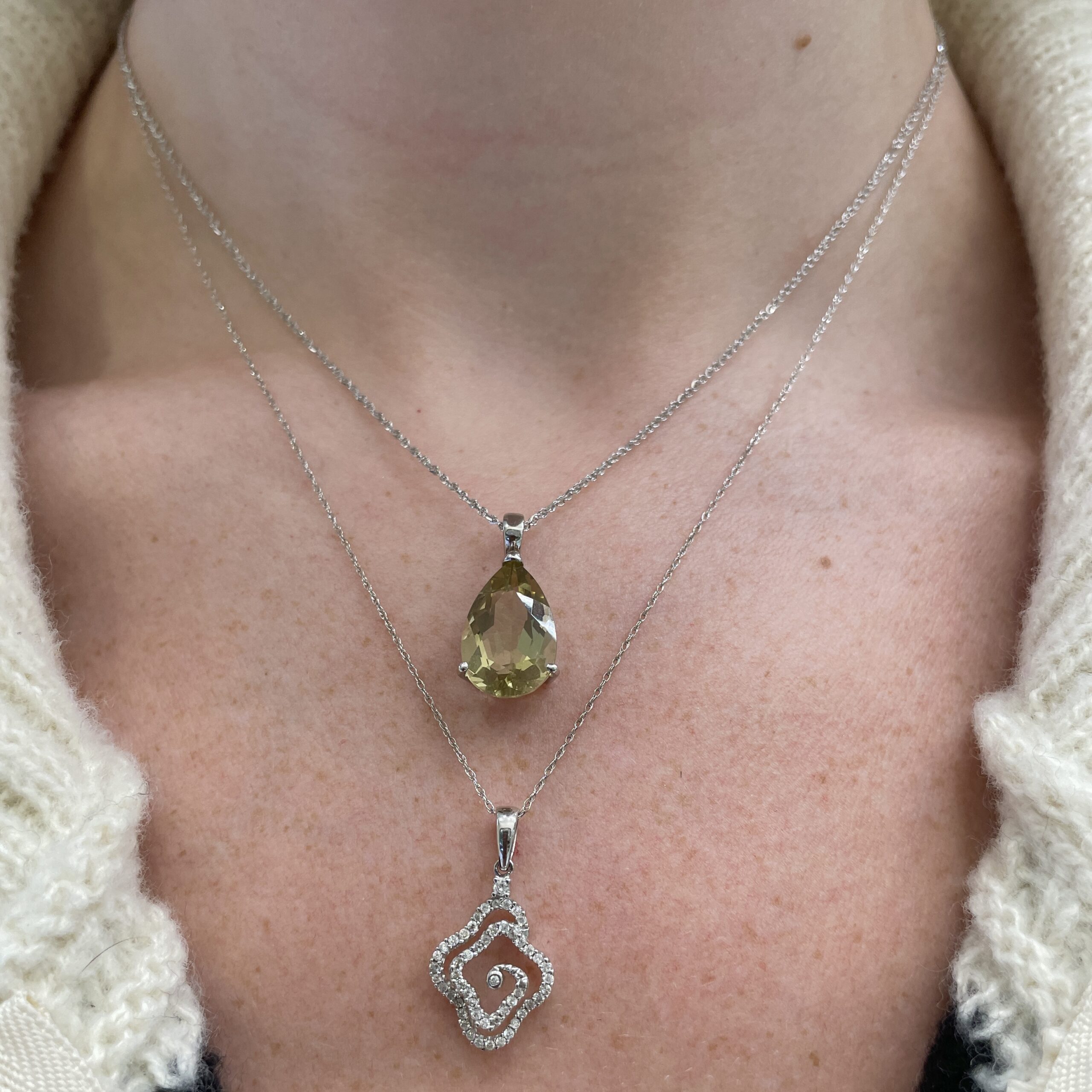 White Gold Lemon Quartz Necklace