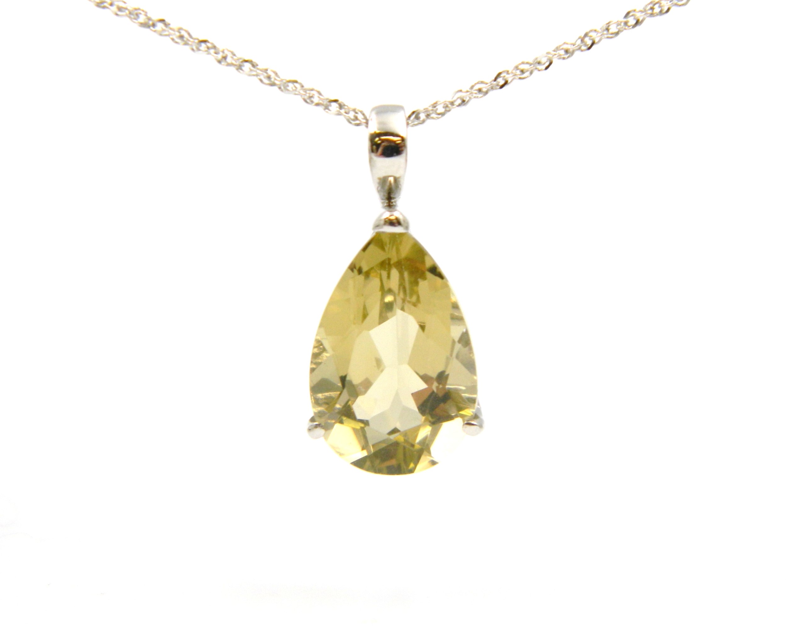 White Gold Lemon Quartz Necklace