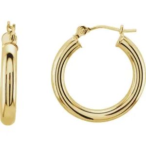 Yellow Gold Polished Hoops 3mm, 20mm