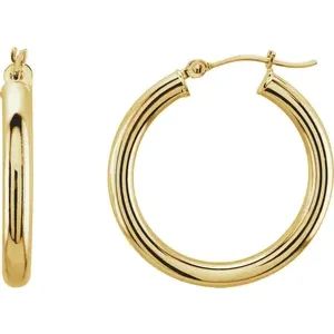 Yellow Gold Polished Hoops 3mm, 25mm