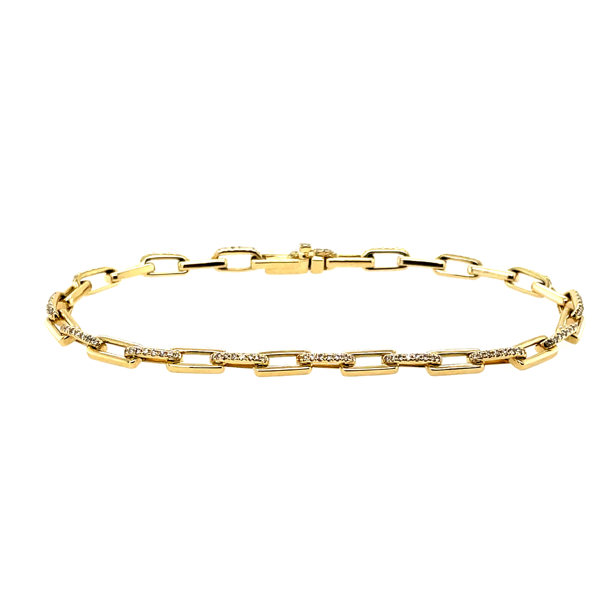 Yellow Gold Diamond Paperclip Bracelet