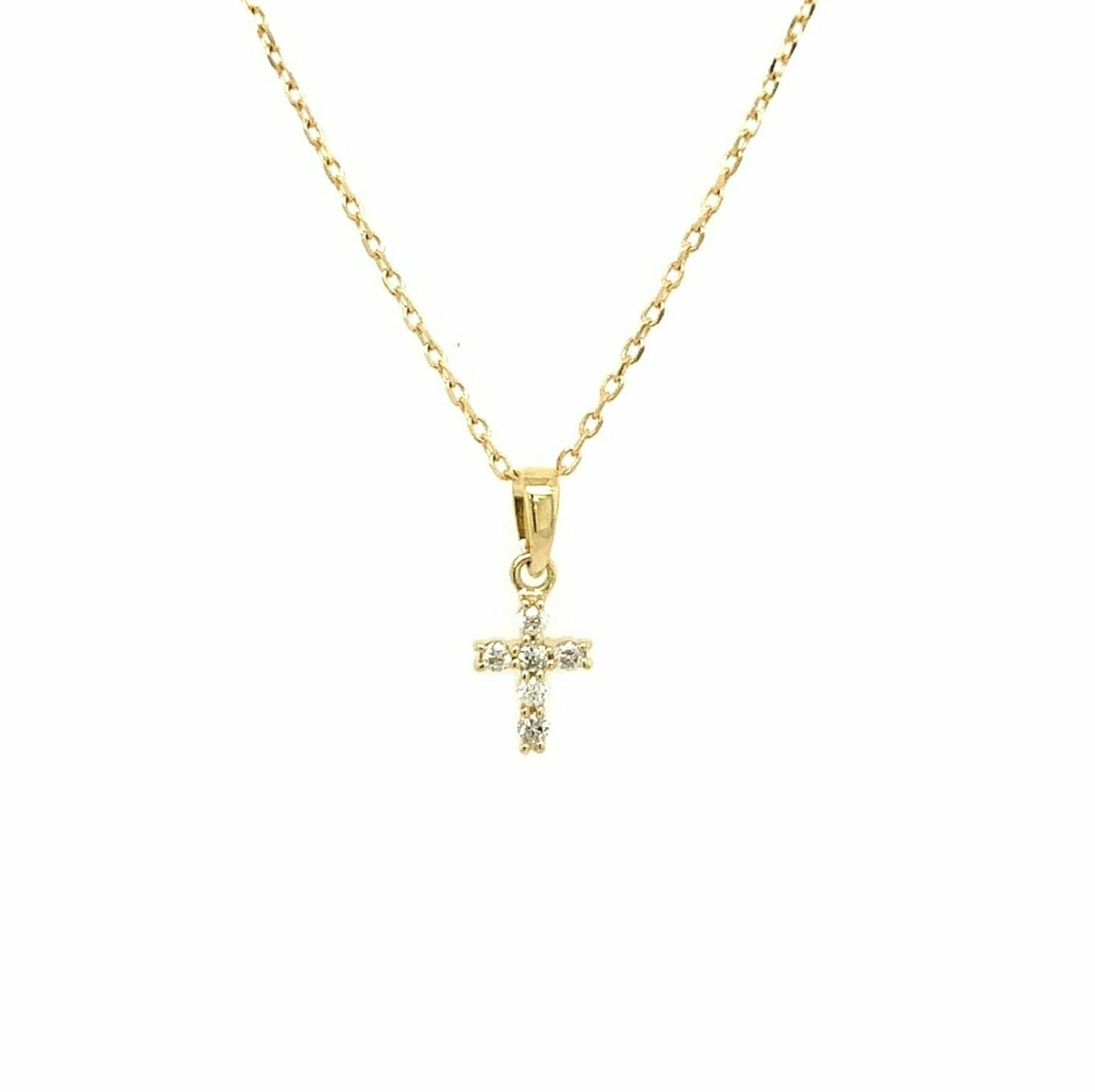 Yellow Gold Diamond Cross Necklace