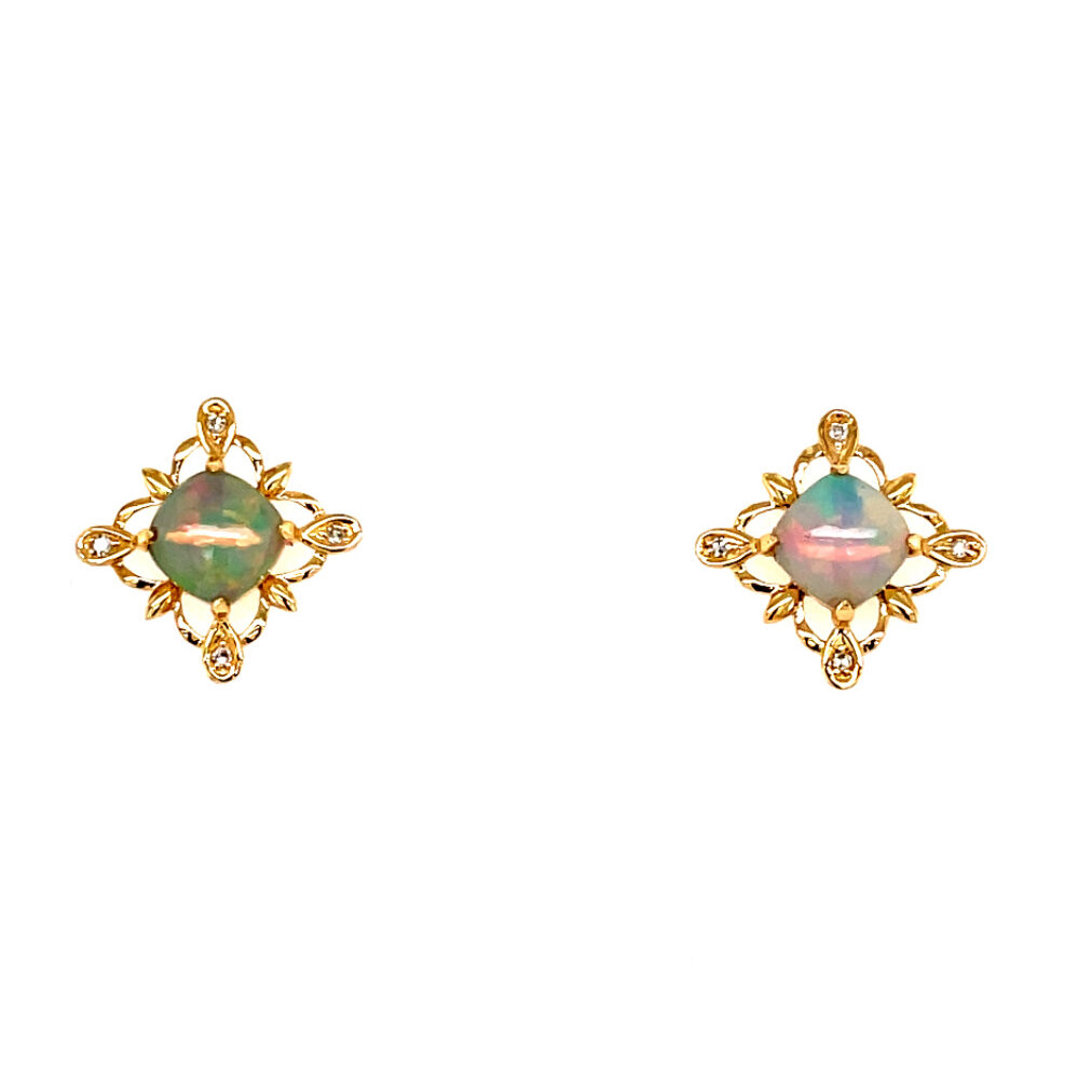 Yellow Gold Opal Earrings