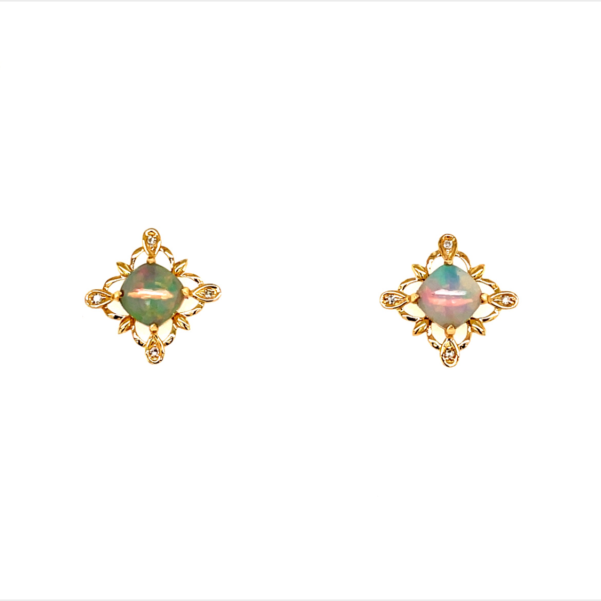 Yellow Gold Opal Earrings