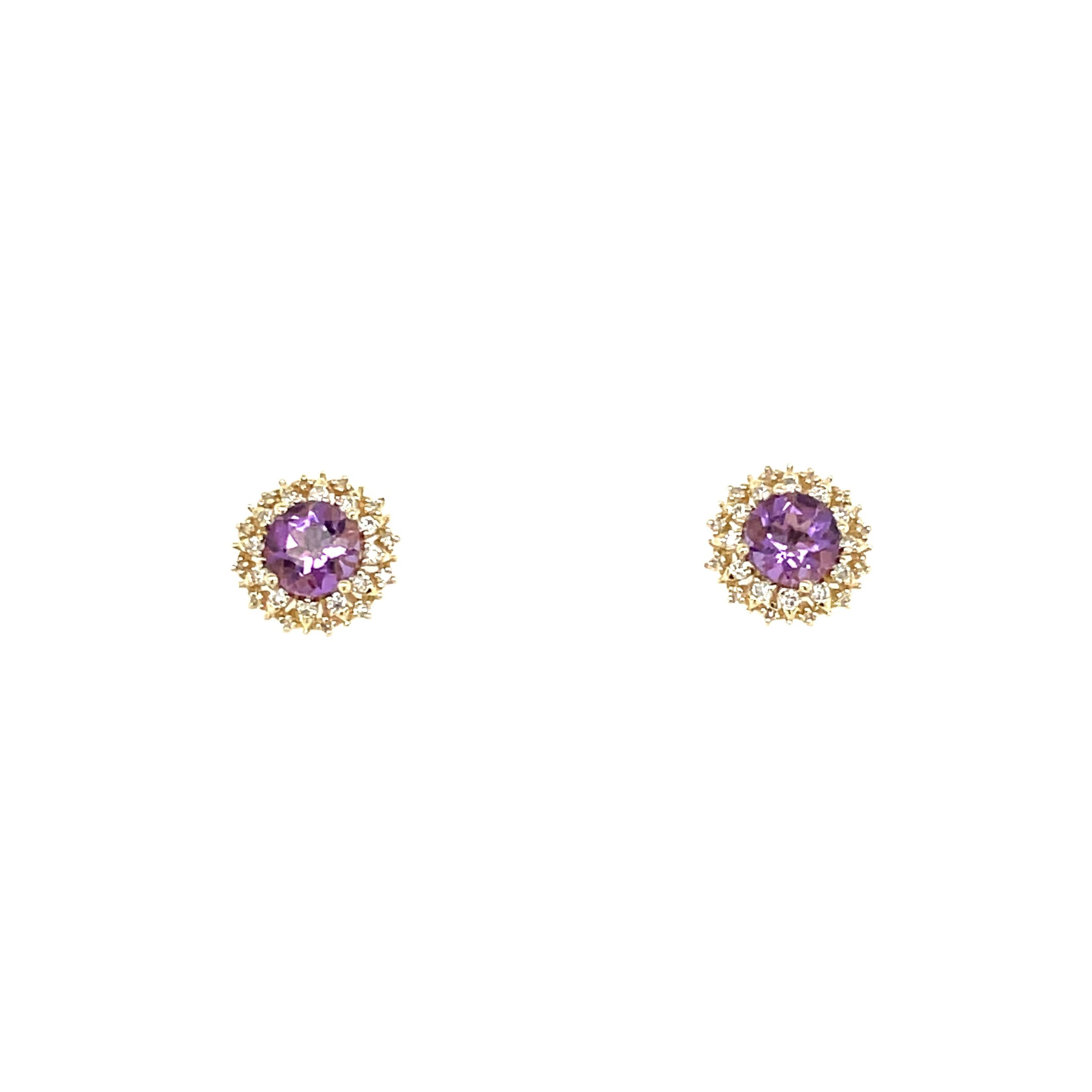 Yellow Gold Amethyst Studs