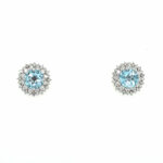 White Gold Blue Topaz & Diamond Studs