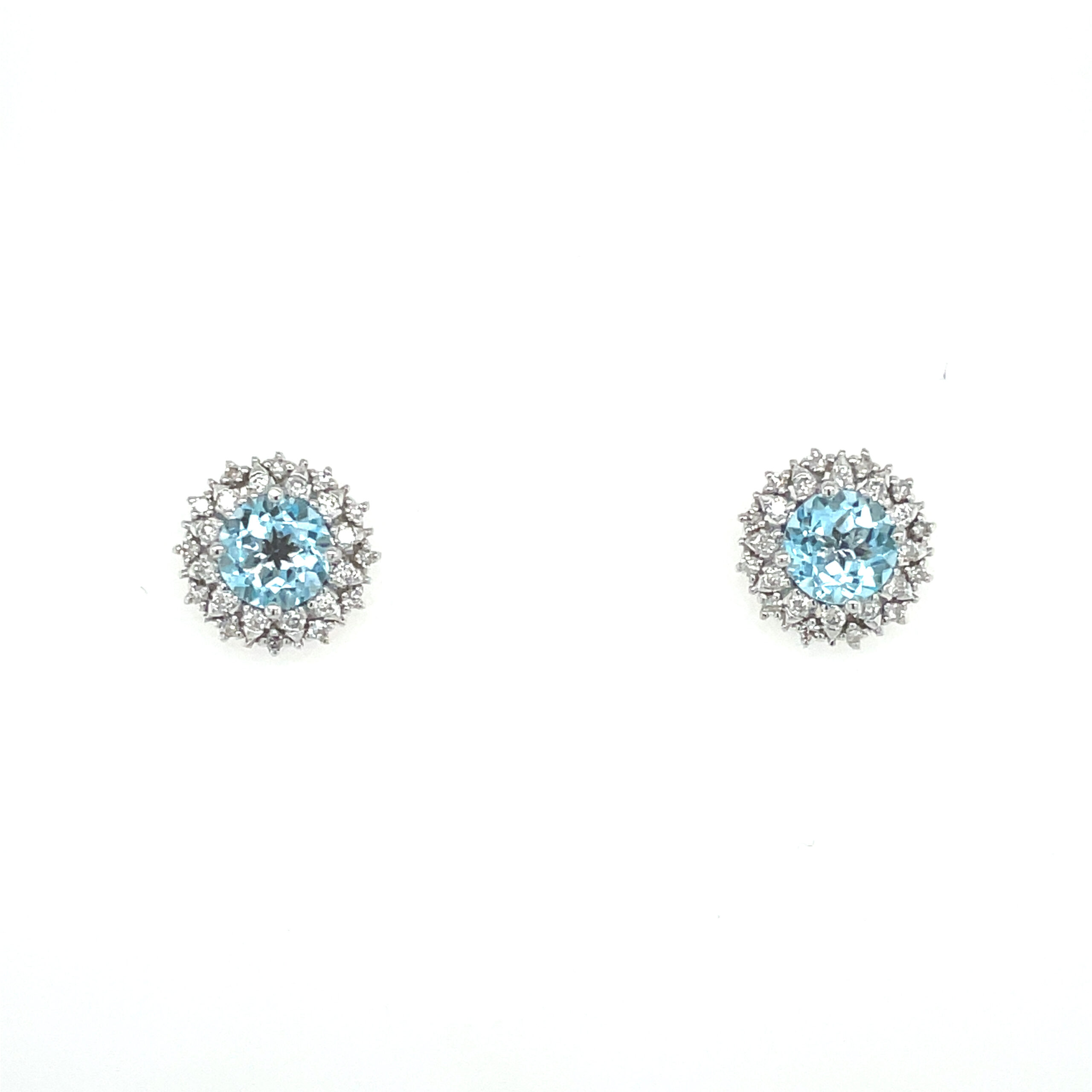 White Gold Blue Topaz & Diamond Studs