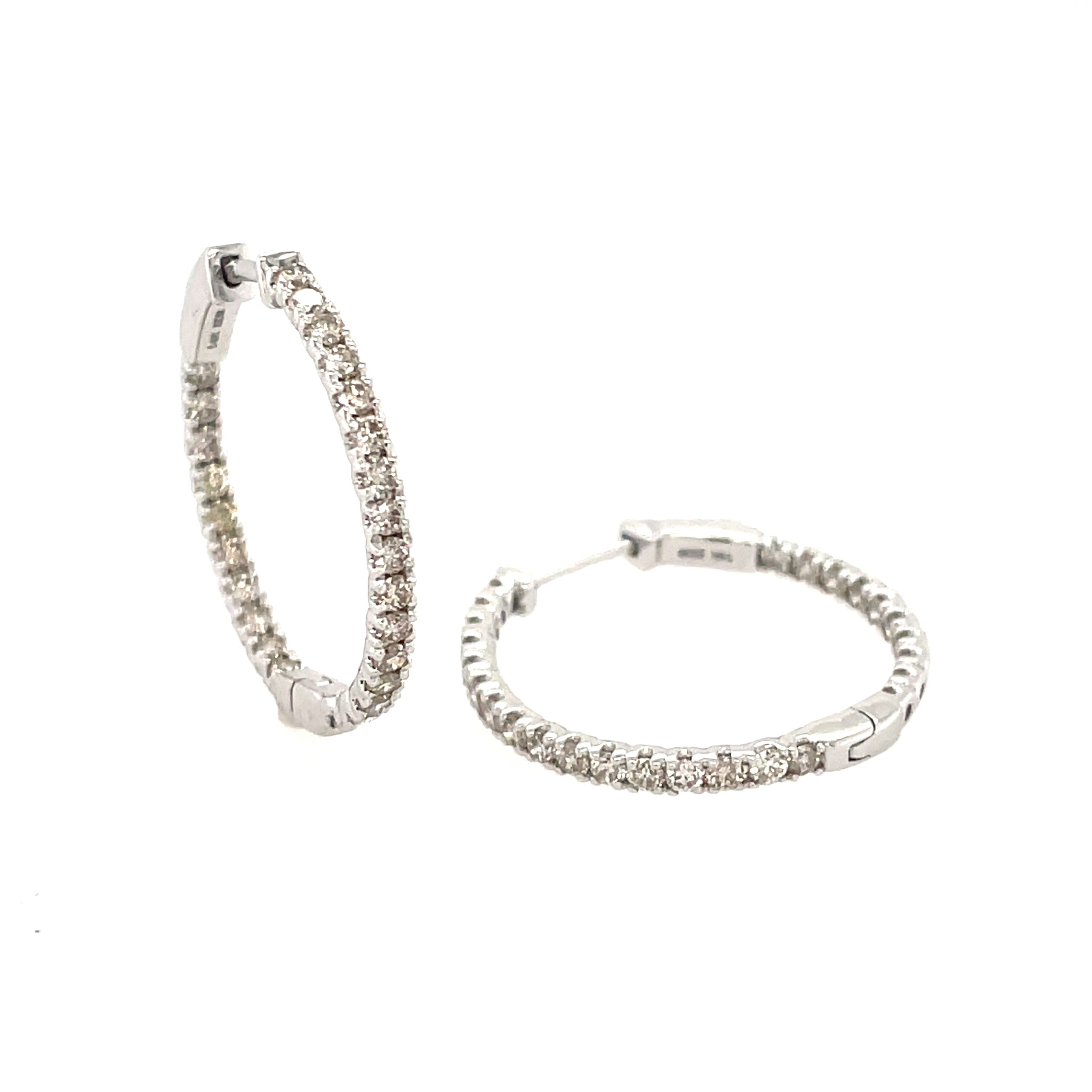White Gold Diamond Hoop Earrings