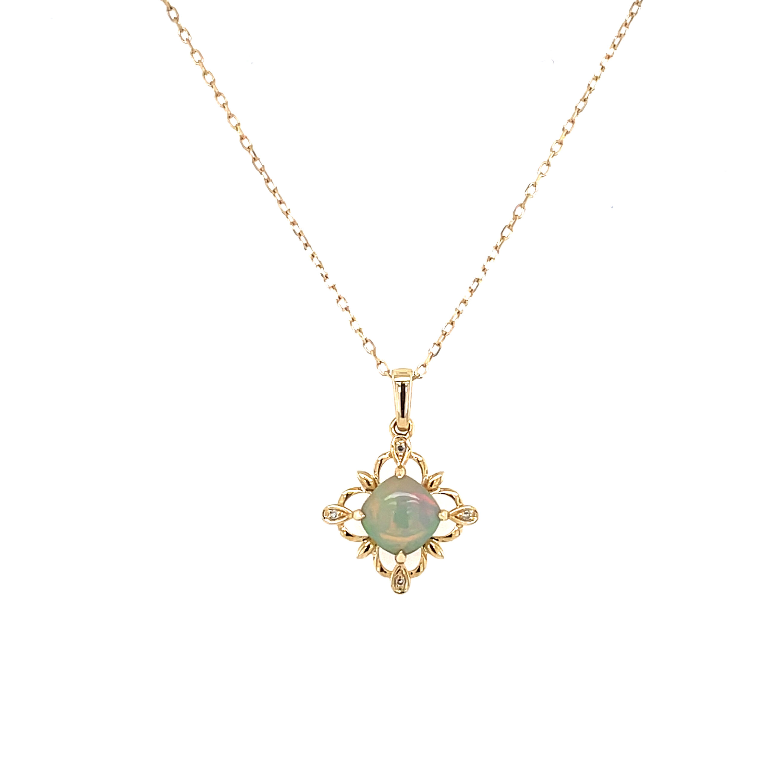 Yellow Gold Antique-Inspired Opal Necklace