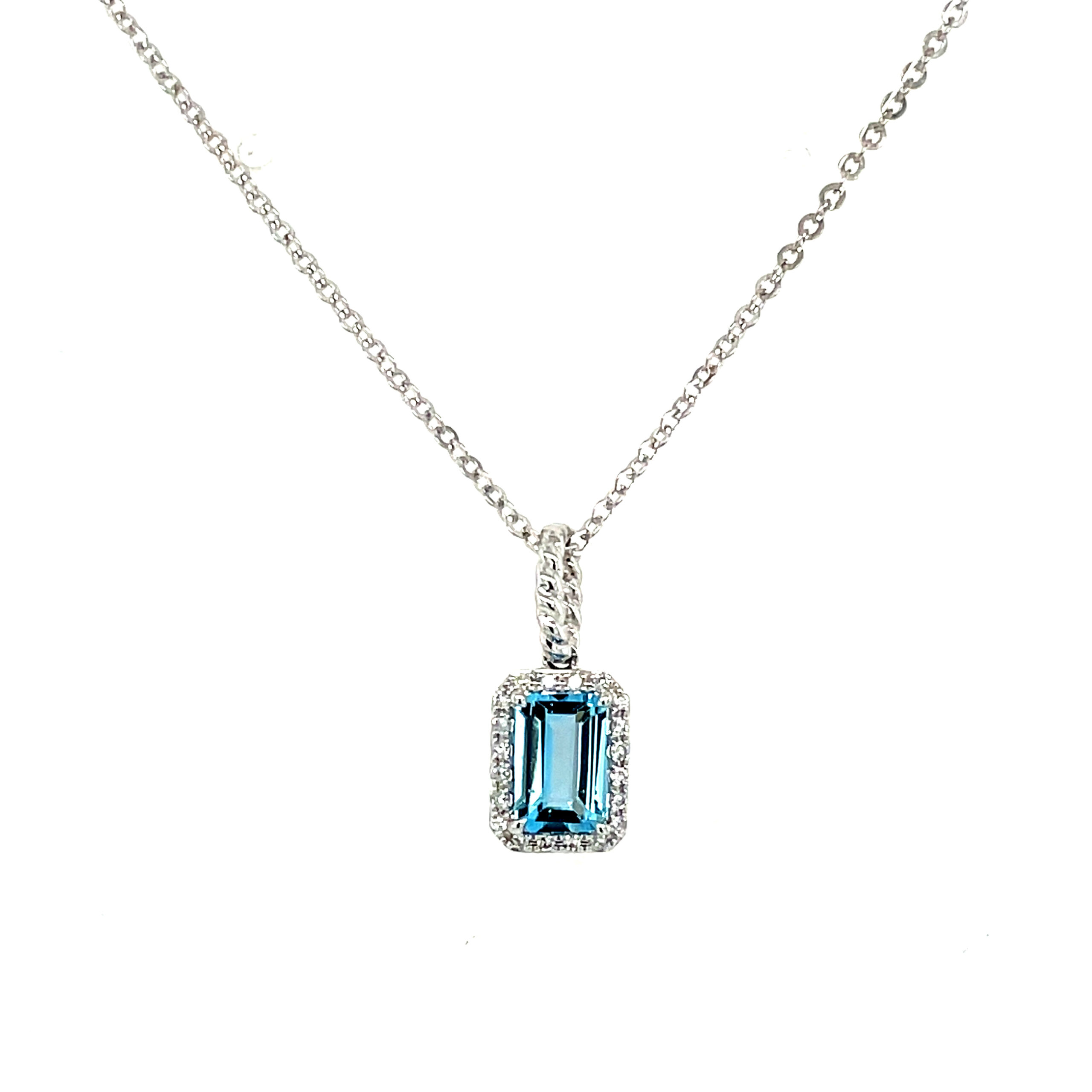 White Gold Blue Topaz Necklace