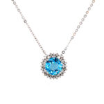 White Gold Necklace with Blue Topaz and Diamonds