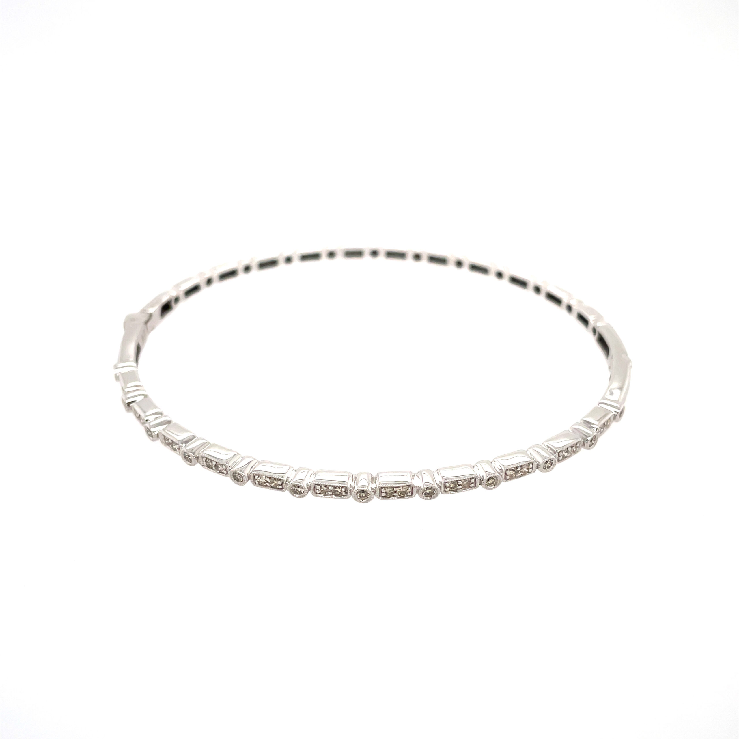 White Gold Antique-Inspired Bangle with Diamonds