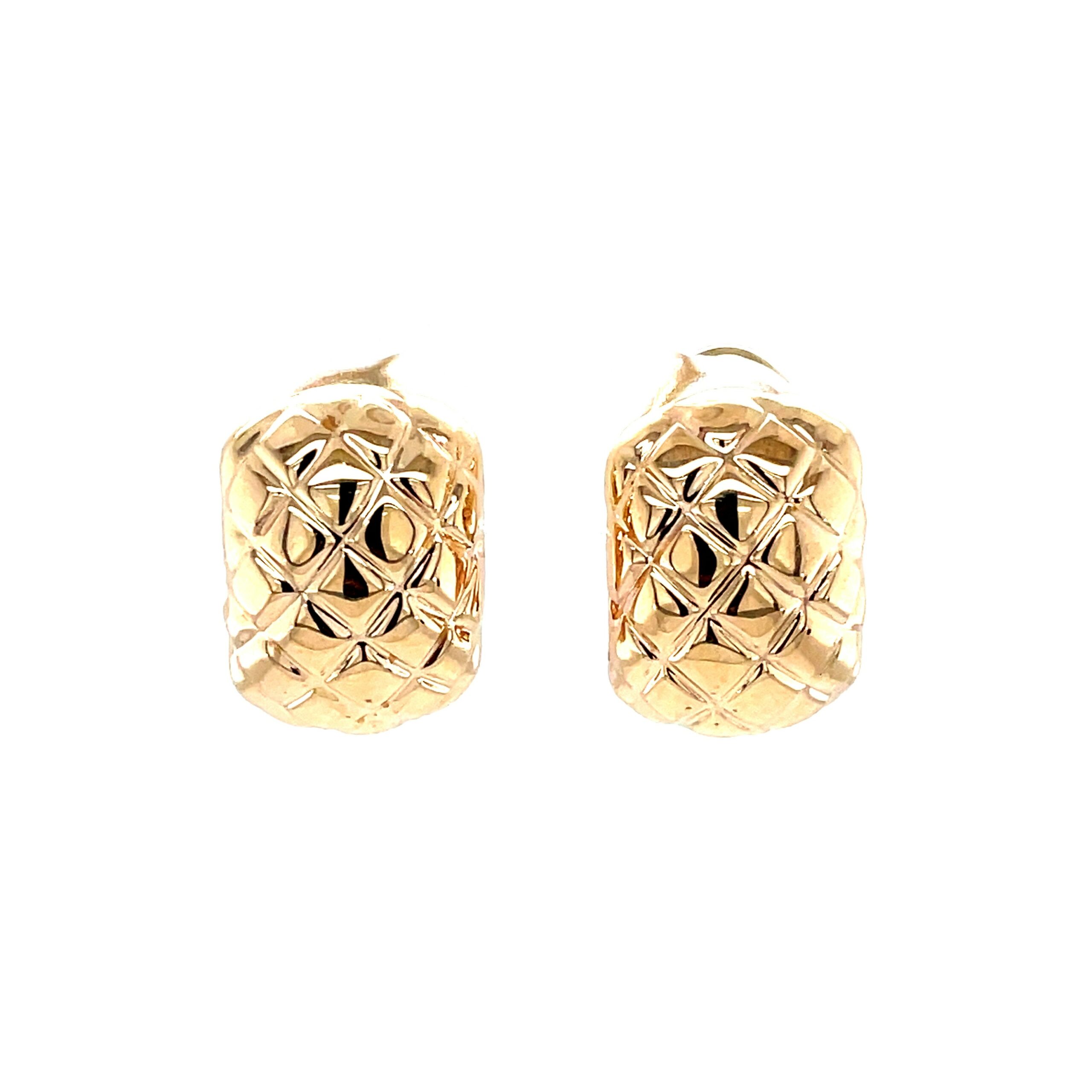 Yellow Gold Quilted Post Earrings