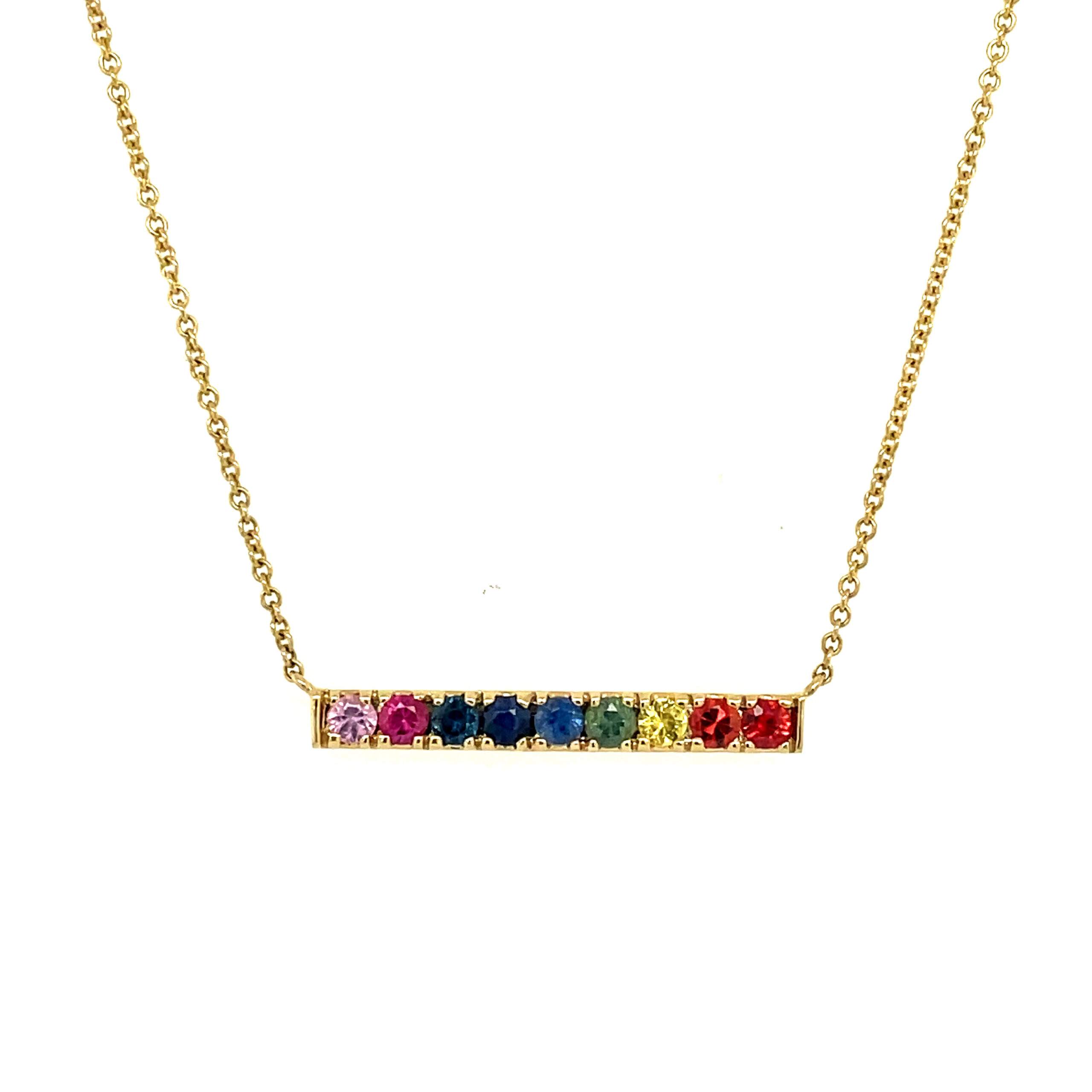 Rainbow Sapphire Bar Necklace