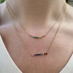 Yellow Gold Multi-Colored Sapphire Bar Necklace