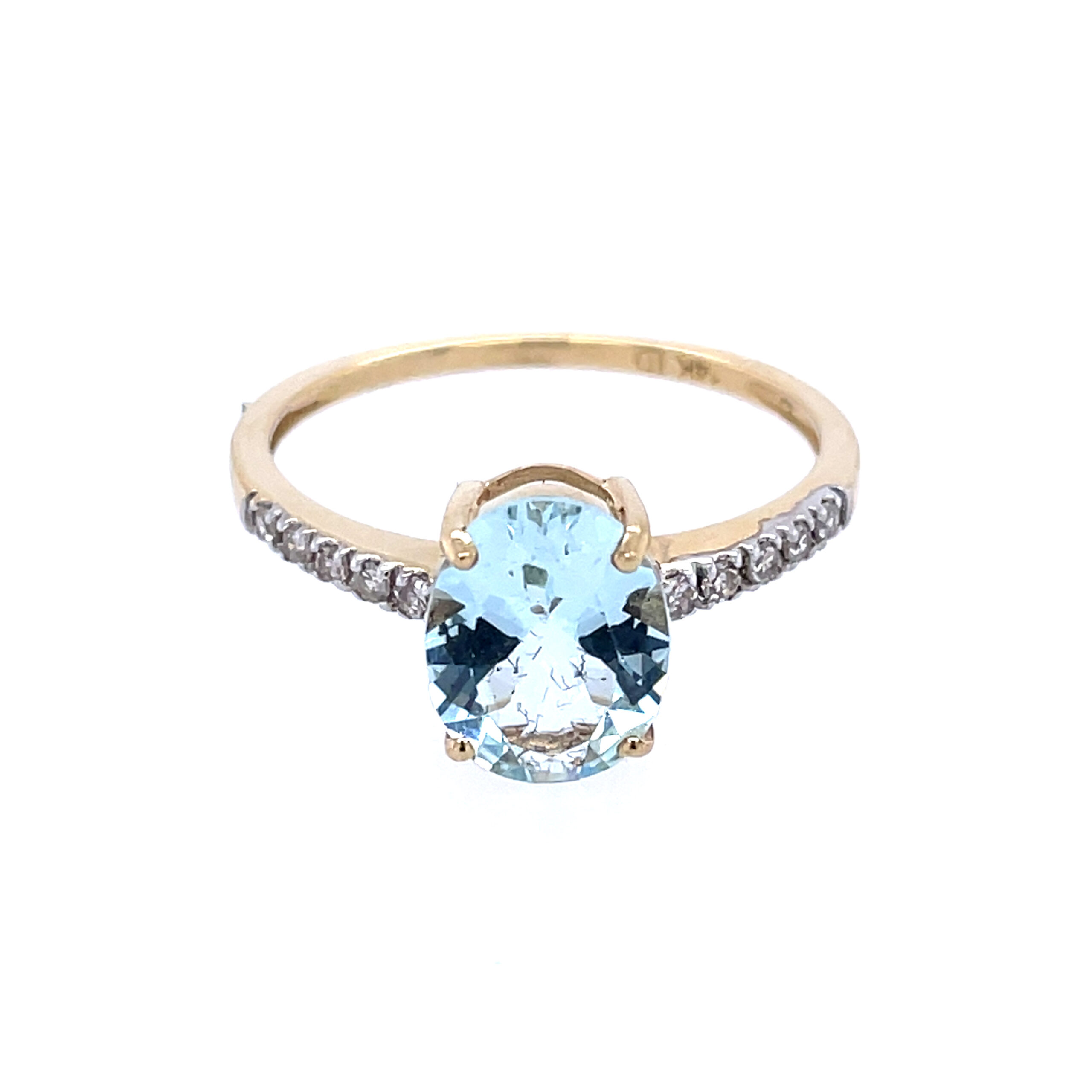 Yellow Gold Aquamarine Solitaire Ring