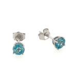 White Gold Blue Zircon Studs