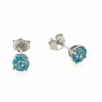 White Gold Blue Zircon Studs