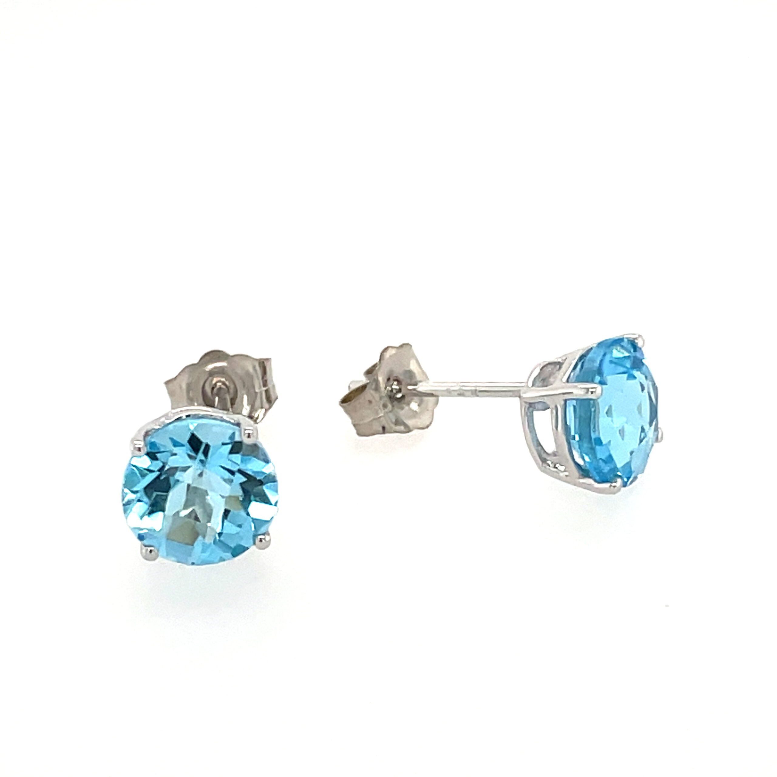 White Gold Blue Topaz Studs