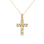 Yellow Gold Nature-Inspired Cross Necklace