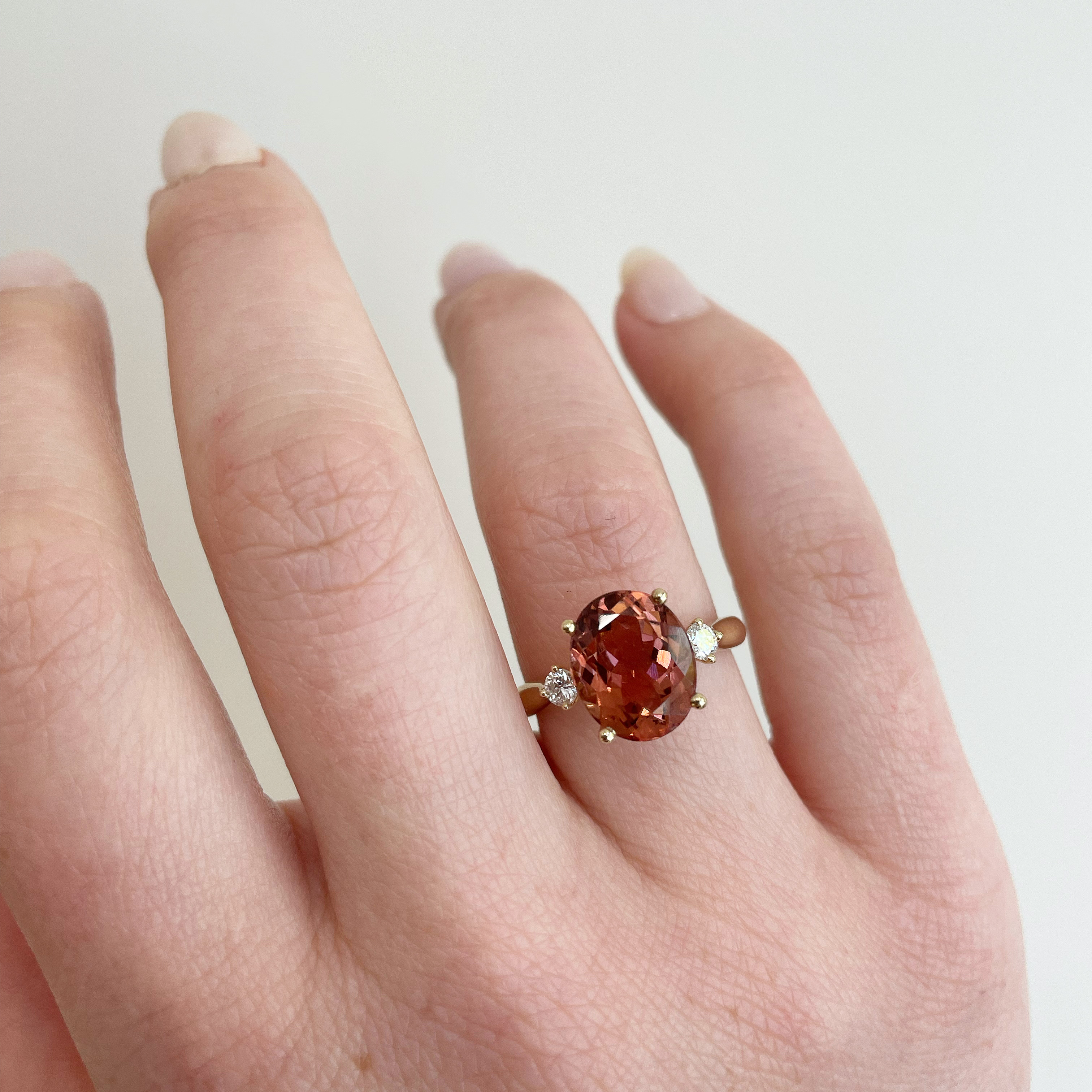 Yellow Gold Pink Tourmaline Ring