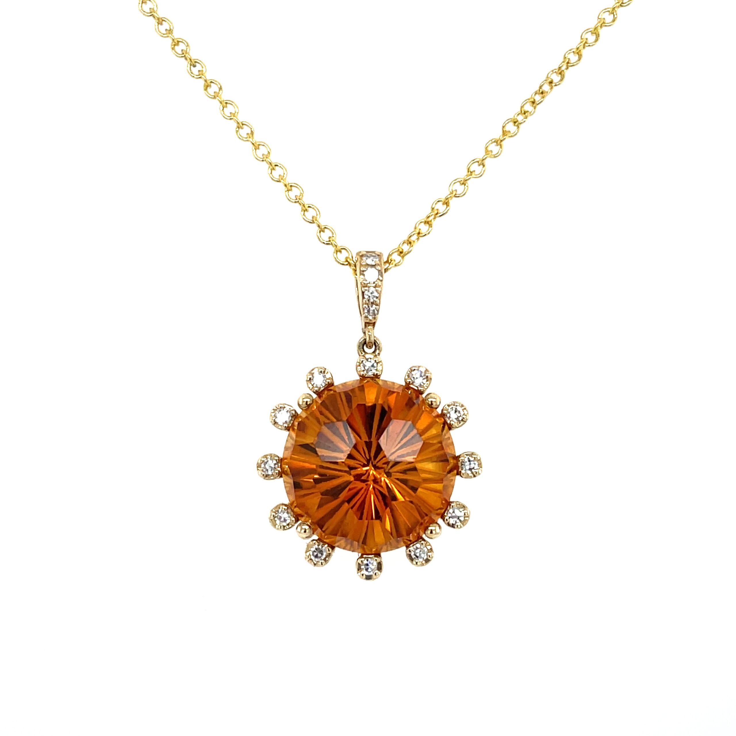 Yellow Gold Citrine and Diamond Necklace