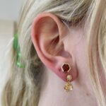 Yellow Gold Hexagon Garnet Earrings