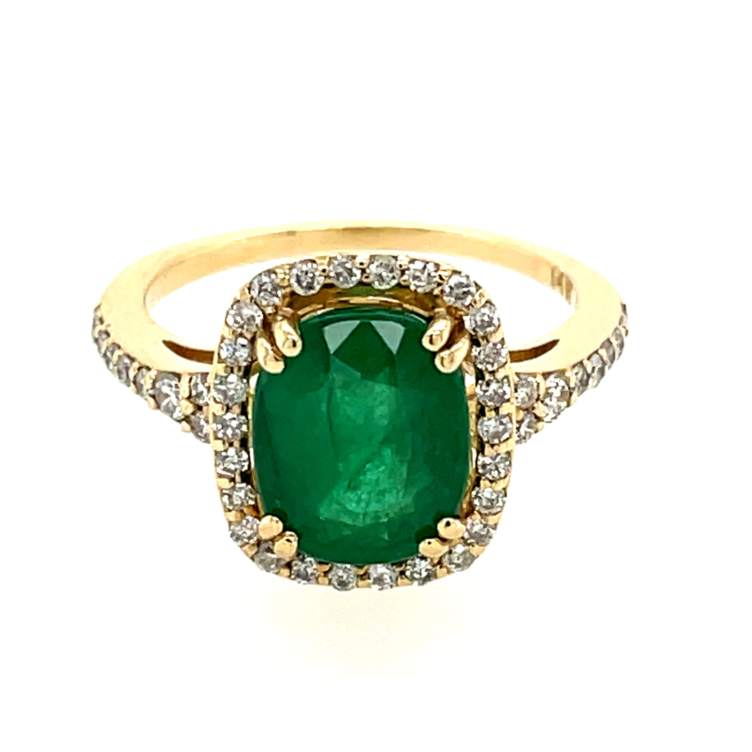 Yellow Gold Ring with Emerald and Diamonds