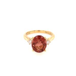 Yellow Gold Pink Tourmaline Ring