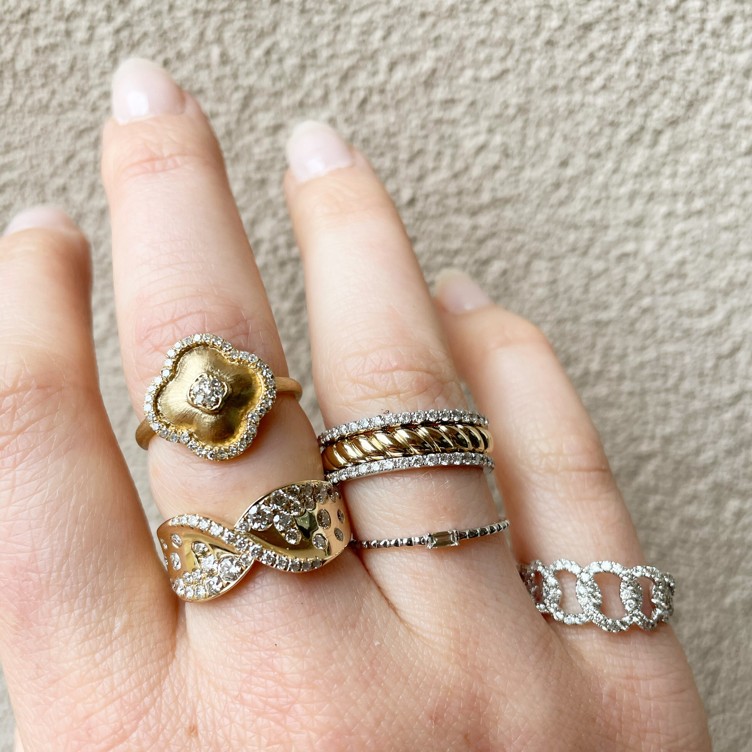 Two-Tone Gold Rope and Diamond Eternity Band