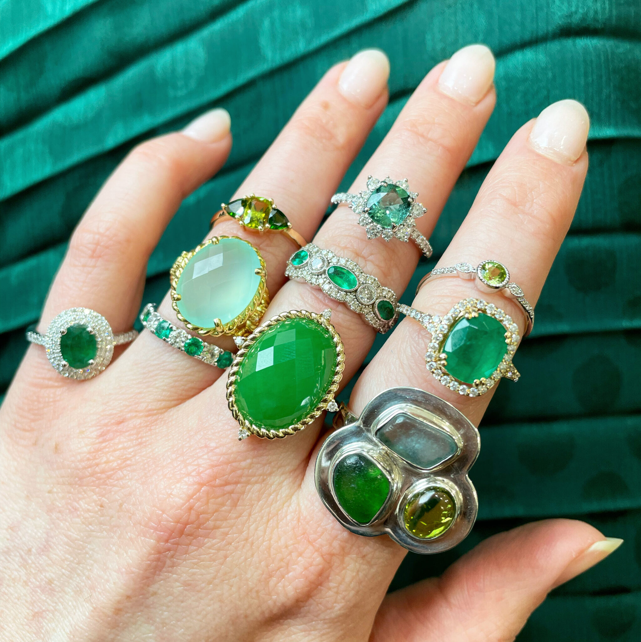 Yellow Gold Emerald Ring with Diamonds