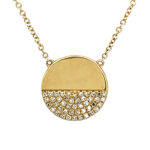 Yellow Gold Circle Necklace with Diamonds