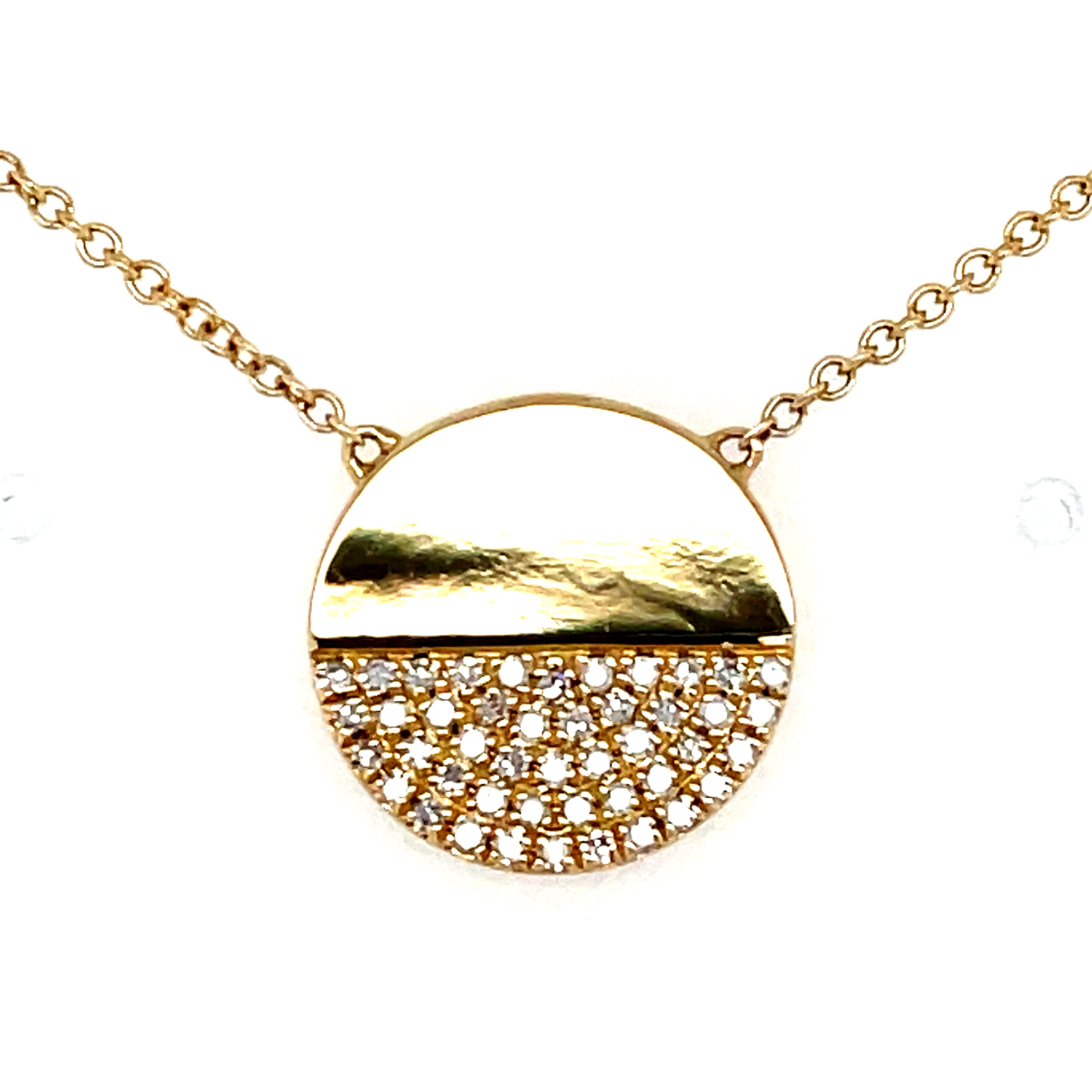 Yellow Gold Circle Necklace with Diamonds